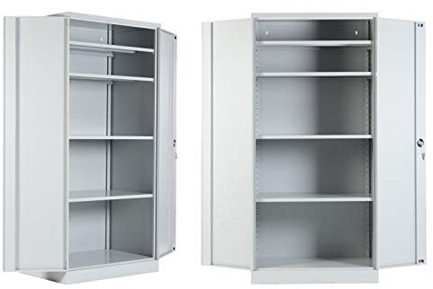 Schrank & Stuhl 2 Werkstattschränke XXL Schwerlastschränke 195 x 92 x 60 cm (HxBxT) GRAU - KOMPLETT MONTIERT
