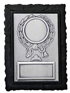 Henecka Auszeichnung Aluminium Relief auf Schieferlook Tafel zum Stellen oder Hängen, mit Wunschgravur & individuellem Motiv wählbar