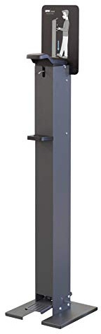 Stilcasa Pedal Dispenser På Kolonn Av Målat Stål För Desinfektionsmedel Gel Med Illustrerad Panel Höjd 138 cm Base 33x33cm