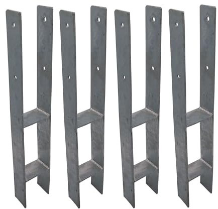 BURI 4er Set H-Anker Pfostenträger feuerverzinkt 91 mm / 600 mm H-Träger Pfostenanker