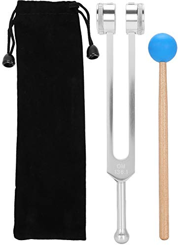 Agatige Stimmgabel-Set, OM 136,1 Hz Aluminiumlegierung-Klangheilungsinstrument, tragbare Yoga-Stimmgabel für Meditationstherapie mit Hammer und Etui