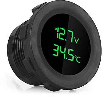 Rehomy Misuratore voltmetro per auto con misuratore di temperatura, display digitale a LED da 12 V, per barca, camper, veicoli marini, moto, camion