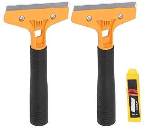 Tyenaza Raschietto per Vetro e Piastrelle, con Impugnatura Lunga e 10 Lame Extra, Strumento per Sverniciare per Rimuovere Etichette, Adesivi, Decalcomanie su Finestre di Vetro