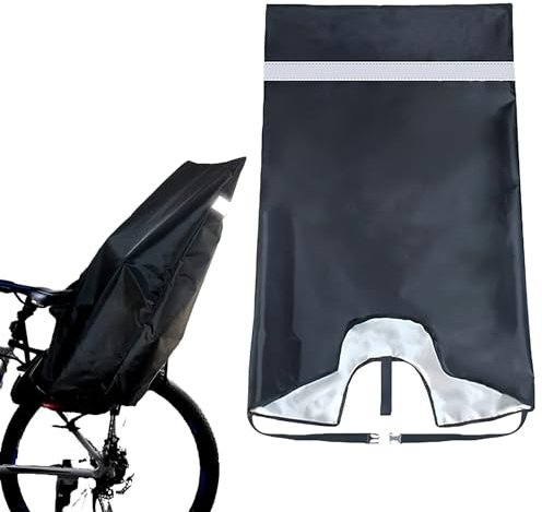 HoaaiGo 1 Pizas Cubierta de Lluvia Silla Bebe Bicicleta, Funda Impermeable Asiento Infantil Bicicleta, Protector de Lluvia para Asiento de Bicicleta Infantil para Todos Los Asientos (Negro)