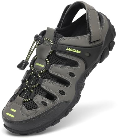 SAGUARO Sandalias de Senderismo Hombre, Sandalias Cerradas, Verde 42