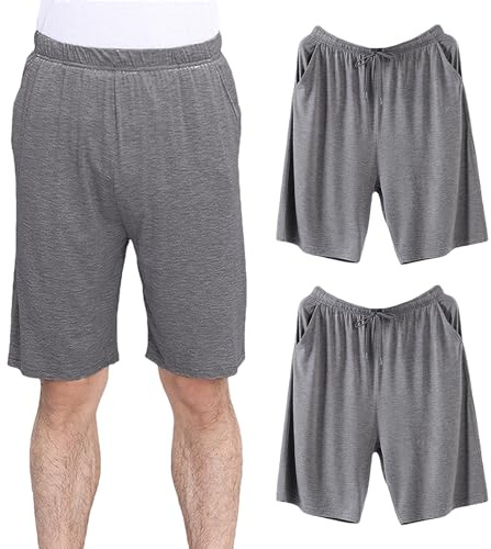 Jamron Herr Plus Size 2-pack pyjamas shorts lätt elastisk fritid hem vardagsrum shorts med fickor S-6XL