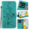 Rosbtib Handyhülle für iPhone 5/ 5S/ SE Hülle Leder mit Kartenfächer Handytasche mit Standfunktion Magnetische Klapphülle für iPhone SE 1. Generation/iPhone 5/ 5S - Grüne Lilien