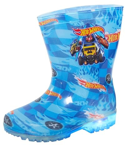 Hot Wheels Botas de lluvia con luces para niños, botas de agua con luces, Red, 31 EU