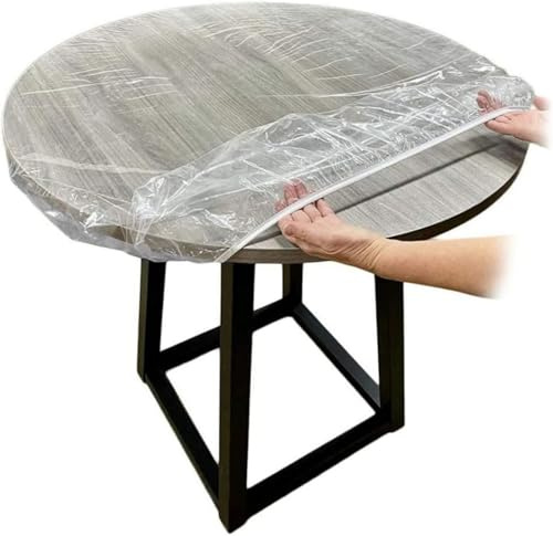 Morkite Transparent Tischdecke Rund, Outdoor Tischdecke Wetterfest Gartentischdecke Rund mit Gummizug, rutschfeste Abwischbar Plastiktischdecke