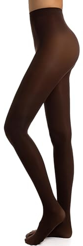 DTWAWA Womens 40 Denier Opaque Control Top Tights, High Waist Pantyhose - Coffee