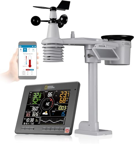 National Geographic Smarte Tuya Wetterstation 7-in-1 Sensor WLAN Luftqualität AQI CO2 UV 6-Tage-Prognose