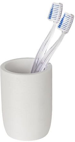 Zahnputzbecher Mod. Altavalle freistehend aus Polyresin Badezimmer Deko Badaccessoires für Ordnung Badgestaltung Weiß 8,0 x 10,5 cm