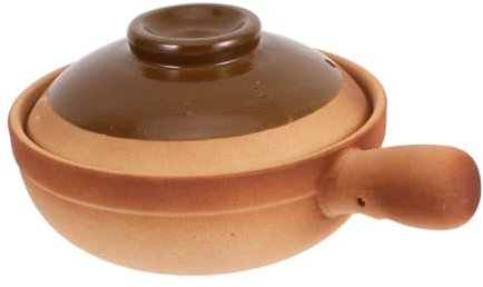 Cabilock Marmite En Terre Cuite 600 Ml Poignée Et Couvercle, Casserole Asiatique En Argile Naturelle, Cuisson Uniforme, Pot à Riz Polyvalent Cuisine Maison, Voyage Et Camping