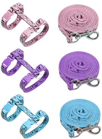 Gaahkai 3 Pack Cat Leash and Harness Set, Lightweight Adjustable Collar Escape Proof for Cats
