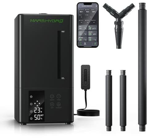 MARS HYDRO Humidificateur d'air de 6 l avec hygromètre et fonction | Humidificateur à ultrasons, silencieux, anti-fuite. Pour tentes d'élevage, intérieur, cabanes de culture, chambres.