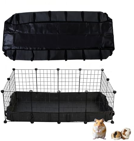 VINGVO Marsvin-burinlägg 101 x 60 cm vattentät Oxford-golvmatta för galler-burar, hållbar, tvättbar bas för marsvin, chinchilla, kanin, iller (svart)