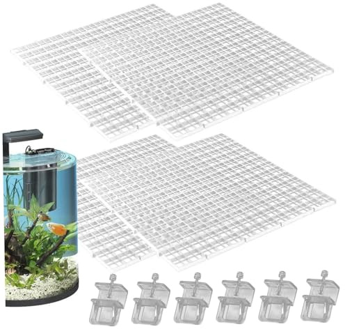 Capucha para acuario, tapa para acuario, 4 piezas, 12 x 12, tapa para tanque de peces, cubierta antisalto a prueba de gatos con 6 abrazaderas, cubierta para tanque de peces no opaca, transpirable y c