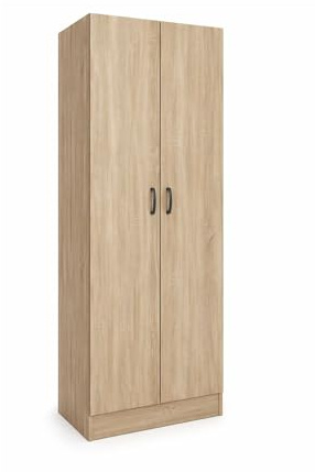 MA MAISON Armadio da Arredo in Legno MDF 60X42X180h CM - 2 Ante, 1 Ripiano, Asta Appendiabiti, per Camera da Letto, Mobile Versatile, Guardaroba, Salvaspazio, Maniglie - Texture Venata (Rovere)
