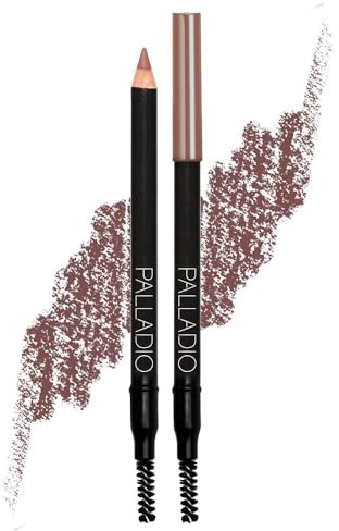 Palladio Brow Pencil, Creates Hair Like Lines, Fills Brows, Attached Brush Softens Pencil Strokes, Natural Appearance, Enhances Eyebrows, Long Lasting, Ultra Precise, Auburn