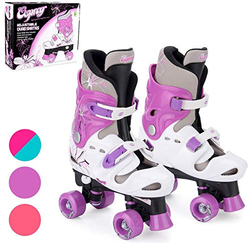 Osprey Kids Roller Skates, Adjustable Roller Skates Girls, Quad Skate Design, Medium/13-3 UK Child, Purple