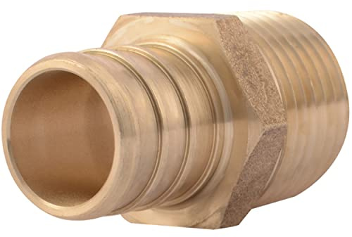 SharkBite Adattatore maschio MNPT a crimpare da 3/4 x 1/2 pollici, raccordo idraulico in ottone, tubo PEX, rame, UC138LFA
