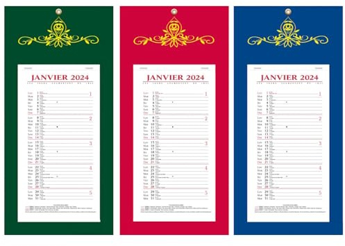 QUO VADIS - 1 Plaque Calendrier Mensuel Long Skytos - Janvier 2027 à Décembre 2027 - Format 16 x 33,3 cm - 3 coloris disponibles