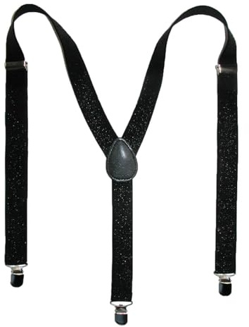 CTM Bretelle elastiche da donna con clip glitterate, Nero, Etichettalia unica