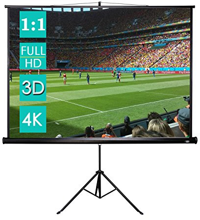 CCLIFE Beamer Leinwand mit Stativ Inklusiv Montagematerial 85/99 / 114 Zoll Projektionsleinwand Rolloleinwand heimkino Mobile