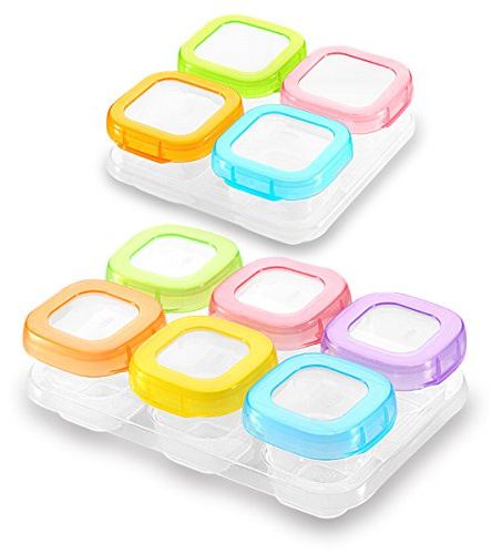 SONARIN Recipientes para comida de bebé sin BPA, contenedor de almacenamiento de suplemento de alimentos para bebés, refrigerar y microondas,100% a prueba de fugas(6 x 60 ml + 4x 120 ml)