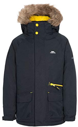 Trespass Boys Padded Waterproof Jacket Detachable Hood Parka Style Raincoat Windproof Hooded School Coat Upbeat