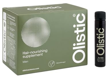 Olistic - MEN, Complemento Alimenticio Anticaída de Cabello, Ingredientes Naturales, con Vitaminas y Extractos Vegetales, Previene la Caída del Pelo, Vegano, Sin Gluten, Hombre - 28 Ampollas
