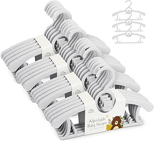 Anstore Grucce per bambini, Grucce Antiscivolo Bambino Plastica, Appendini impilabili, per risparmiare spazio per unisex bambino Set di 20, grigio