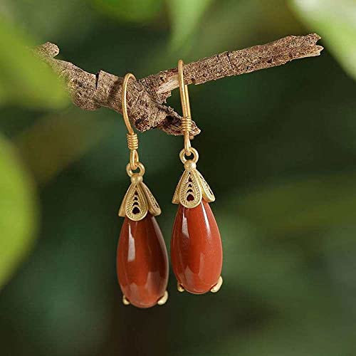 GRGFG Damen Fallen Hängend Ohrringe,925 Silber Ohrhänger Mit Künstlicher Korallen-Chili-Anhänger, Massive Silberohrringe Persönlichkeit Tropfen Tropfen Ohrringe Silberschmuck Geschenke Für Ihre Frau