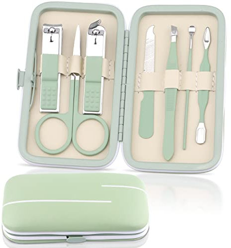7 in 1 Tagliaunghie Set Professionale, Kalolary Kit Professionale Cura Unghie Acciaio Inossidabile Kit per Cura Unghie con Custodia Viaggio Portatile Spesse Rimozione Cuticole Unghie Piedi Donna Uomo