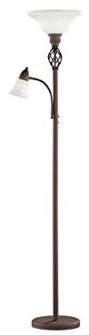 meineWunschleuchte Landhaus Deckenfluter in Rostoptik mit Lesearm, Glasschirme Weiß, 180cm groß