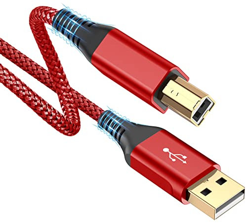 USB Druckerkabel 3M, Scannerkabel USB 2.0 Typ B Kabel USB A auf USB B Drucker Kabel PC Printer Cable Kompatibel für HP, Dell, Canon, Epson, Lexmark, Xerox, Brother, Samsung, Pixma