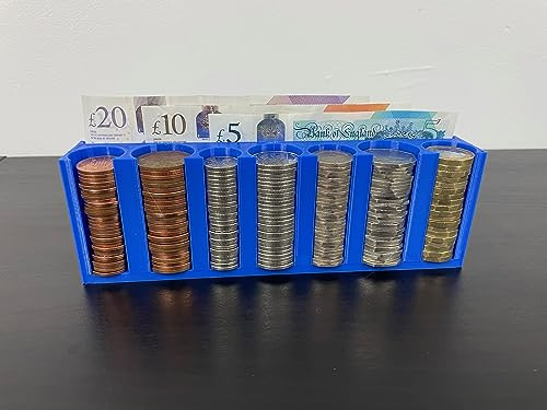 Coin Cash Note Money Organiser Mini Storage Holder Sorter Savings Blue