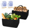 2 Piezas Cestas para Leña Grande Kit,50x25x25cm Cesta para Leña de Fieltro Grueso XL, Cesta para Leña de Fieltro con Asa Reforzada, con 2 Guantes, para Cesta De La Compra, LeñA