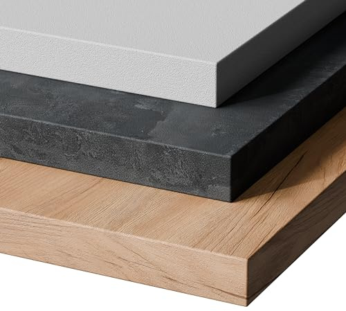 Planetmöbel STILO Tischplatte 120 x 80 Schreibtischplatte geeignet für höhenverstellbare Schreibtische, Esstisch, 32 mm Double Up, weiß grau