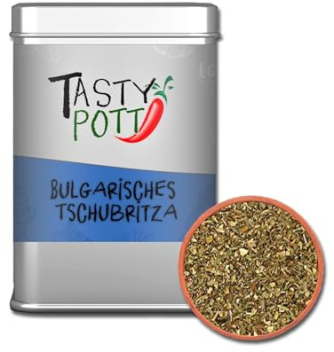 Tasty Pott Bulgarisches Tschubritza | Gewürze | Gewürzmischung | Bulgarische Küche | Mit Bohnenkraut | Geschmacksintensiv | Kräuter | 70g Dose