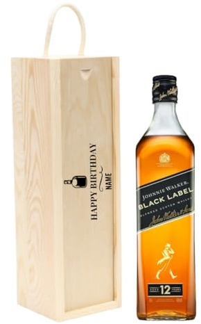 Personalised Happy Birthday Johnnie Walker Black Label Whisky Gift Set - Birthday Gifts for Men, Gifts for Her, Mens Gift Set, Alcohol Gift Set, Gift Sets for Men
