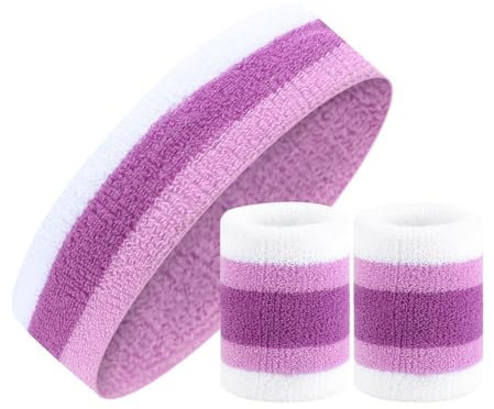 EUTYRG Trainings- und Fitnessarmbänder, Sport-Stirnband, Outdoor-Sport-Stirnband, Armband, Fitness-Stirnband (weiß/lila)