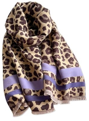 LumiSyne Invierno Bufanda De Cachemira Para Mujer Pashmina Chales y Envolturas Patrón Leopardo Animal Estilo Clásico Bufanda Reversible Con Borla Grande Larga Bufanda De Cuello Suave Cálido Estola