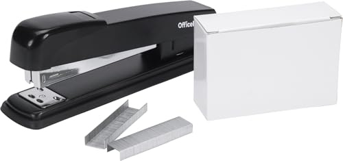 Officely Full Strip Metal Stapler, 20 Sheet Capacity - Black (Stapler + 5000 Staples)