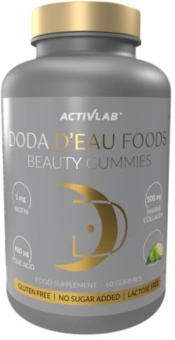 Activlab DODA D'EAU FOODS Beauty Gummies - 60 Gele, Zitronen-Limetten-Geschmack, Biotin, Meereskollagen, Folsäure, Immunität, glutenfrei, ohne Zuckerzusatz, laktosefrei