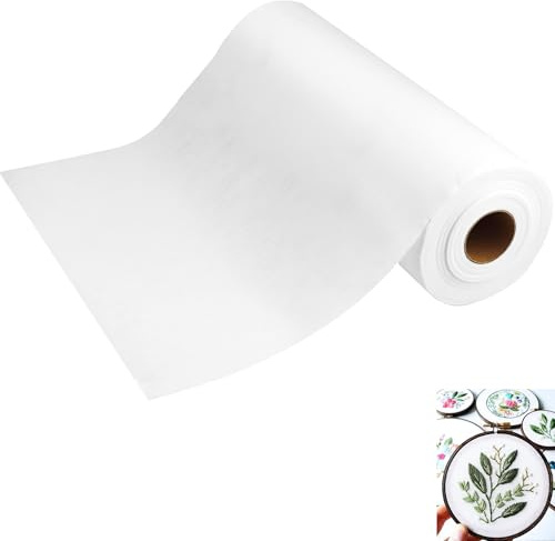 Axincardarm Tear Away Stabilizer Embroidery Backing 12 inch x 50 Yd Roll (30cm x 46m) Embroidery Topping Film Cut into Variable Sizes for Machine Embroideries and Hand Sewing