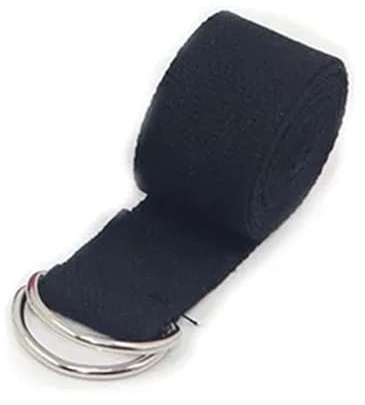cinghia yoga Cintura elastica for yoga in cotone da 183 * 3,8 cm con fibbia ad anello a forma di D, cintura for ginnastica e danza Pilates(Black)