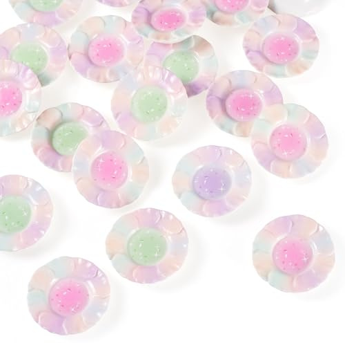 Cheriswelry Juego de 20 mini platos de resina en miniatura para casa de muñecas, juego de vajilla de cocina de 36 x 6 mm para fiesta de té, decoración de escritorio, paisaje, suministros de jardín