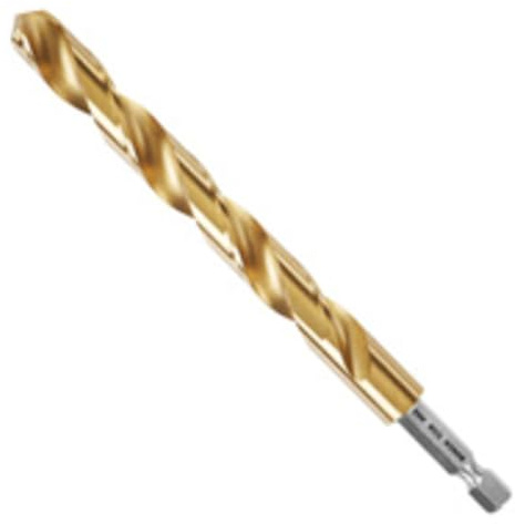 BOSCH TI2155IM 1-Piece 7/16 In. x 5-1/2 In. Titanium Nitride Coated Metal Drill Bit Impact Tough with Impact-Rated Hex Shank Ideal for Heavy-Gauge Carbon Steels, Light Gauge Metal, Hardwood