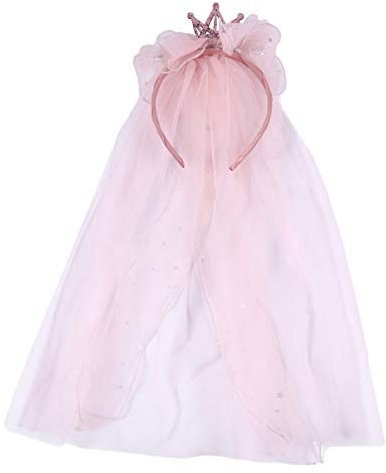 PRETYZOOM Erstkommunion Schleier Stirnband Kronenform Diamant Kopfbedeckung Schleier Mädchen Haar Reifen Party Schleier für Hochzeit Geburtstagsfeier (Rosa)